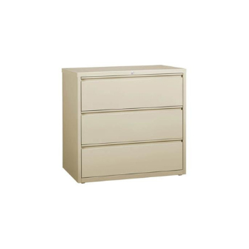 tan three drawer file cabinet